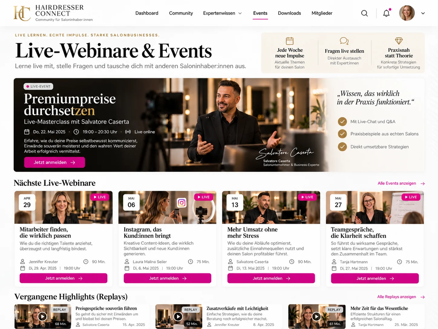 Hairdresser Connect Live-Webinare und Events
